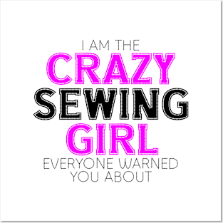 crazy sewing girl Posters and Art